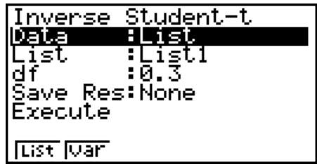 CASIO FX-7400GII - - Inverse Student- t Cumulative Distribution - 1
