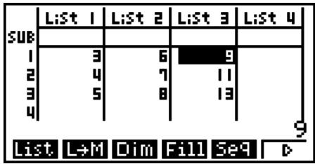 CASIO FX-9860G AU PLUS - - To batch input a series of values - 8