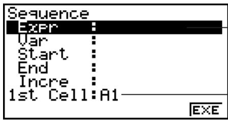 CASIO FX-9860G AU PLUS - - To input a number sequence automatically based on a function expression - 1