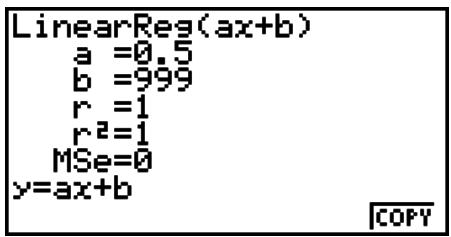 CASIO FX-9860G AU PLUS - - Regression Formula Copy Function from a Regression Calculation Result Screen - 1