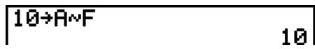 CASIO FX-9860G AU PLUS - Example To assign a value of 10 to variables A through F - 2