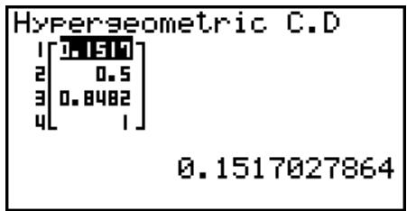 CASIO FX-9860G AU PLUS - • Hypergeometric Cumulative Distribution - 2