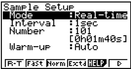 CASIO FX-9860G AU PLUS - - To configure Sample Setup settings - 1
