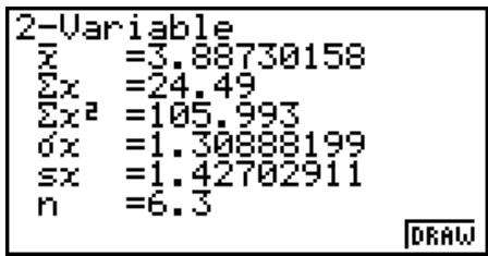 CASIO FX-9860G AU PLUS - ■ Displaying the Calculation Results of a Drawn Paired-Variable Graph - 1