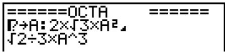 CASIO FX-9860G AU PLUS - Example To search for the letter “A” inside the program named OCTA - 1