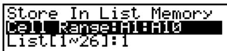 CASIO FX-9860G AU PLUS - • Example: To store column data in list memory - 1