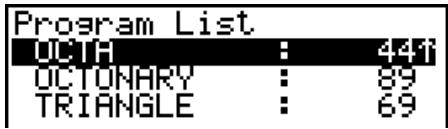 CASIO FX-9860GII - Example To use initial character search to recall the program named OCTA - 2