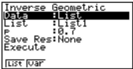 CASIO FX-9860GII - - Inverse Geometric Cumulative Distribution - 1