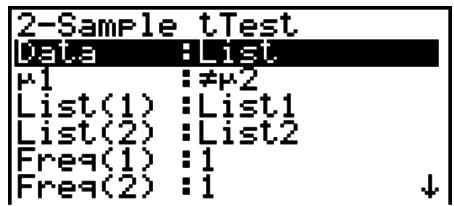 CASIO FX-9860GII - 2-Sample tTest - 1