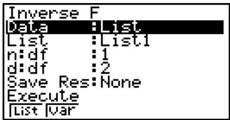 CASIO FX-9860GII - - Inverse F Cumulative Distribution - 1