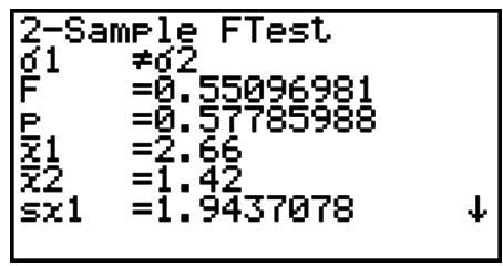 CASIO FX-9860GII - 2-Sample F Test - 3