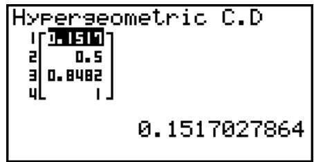CASIO FX-9860GII - Hypergeometric Cumulative Distribution - 2