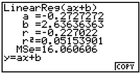 CASIO FX-9860GII - Example To display single-variable regression parameters - 1