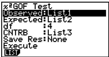 CASIO FX-9860GII - - ^2 GOF Test ( ^2 one-way Test) - 1