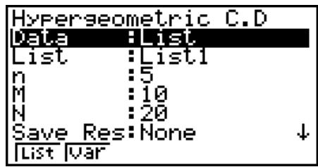 CASIO FX-9860GII - Hypergeometric Cumulative Distribution - 1