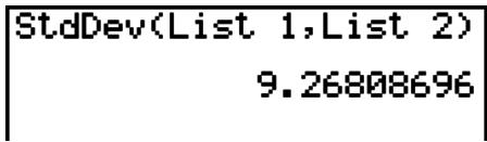 CASIO FX-9860GII - Example To store the x -data below in List 1, the frequency values in List 2, and determine the standard deviation and variance - 1