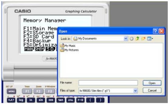 CASIO FX-9860G SLIM MANAGER PLUS - Click F3(SD). - 1