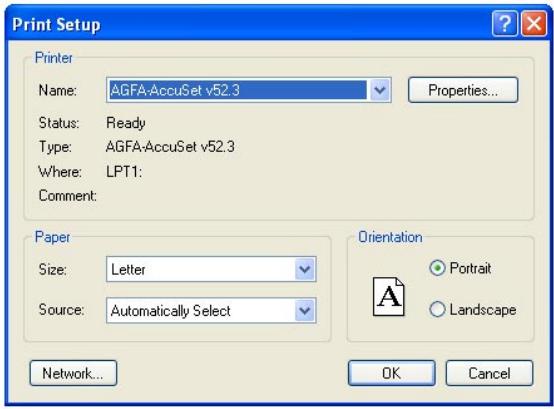 CASIO FX-9860G SLIM MANAGER PLUS - ■ Print Setup Dialog Box - 1