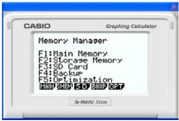 CASIO FX-9860G SLIM MANAGER PLUS - From the Main Menu, enter the MEMORY mode. - 1