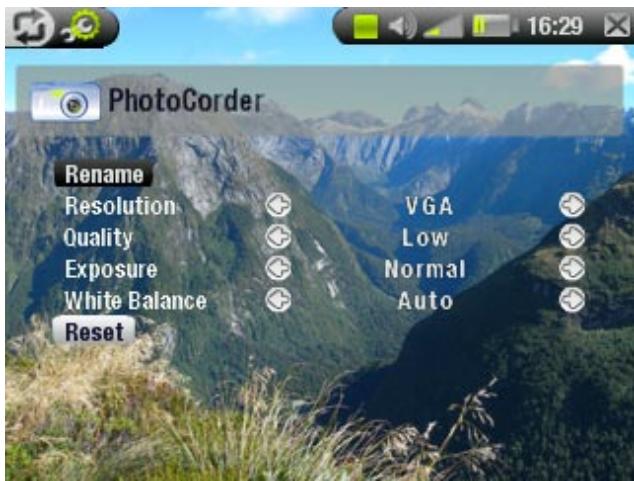ARCHOS 404 CAMCORDER - CAMERA SETTINGS - 1