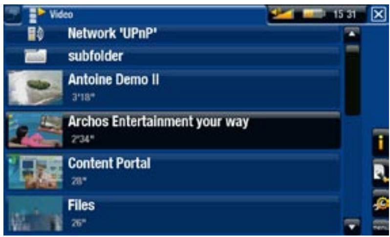 Network 'UPnP' subfolder Antoine Demo II 3'18" Archos Entertainment your way 2'34" Content Portal 28" Files 26"