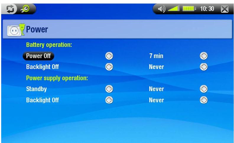ARCHOS 704 TV - POWER SETTINGS - 1