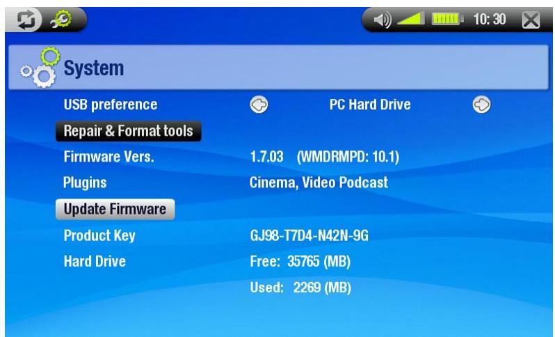 ARCHOS 704 TV - SYSTEM SETTINGS - 1