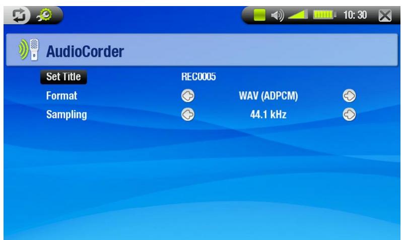 ARCHOS 704 TV - AUDIOCORDER SETTINGS SCREEN - 1