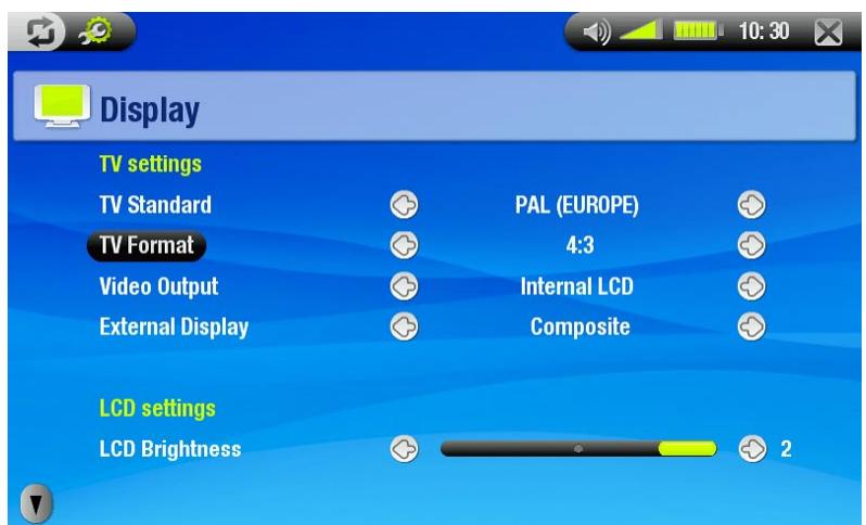 ARCHOS 704 TV - DISPLAY SETTINGS - 1