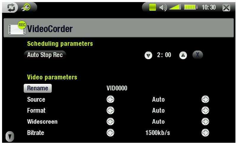 ARCHOS 704 TV - VIDEOCORDER SETTINGS - 1