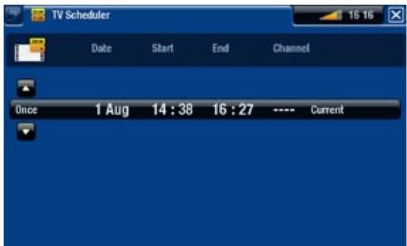 TV Scheduler Date Start End Channel Once 1 Aug 14 : 38 16 : 27 ---- Current