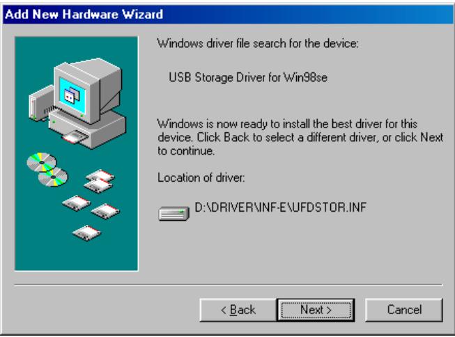 ARCHOS ARCFLASH - Driver installation under Windows 98/SE - 5