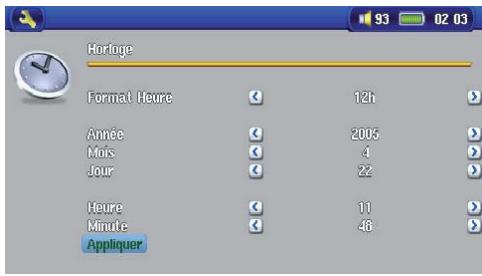 ARCHOS AV 700 - Paramètres de l'horloge - 5
