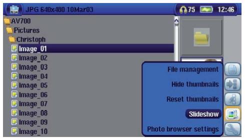 ARCHOS AV 700 TV - Viewing a slideshow - 1