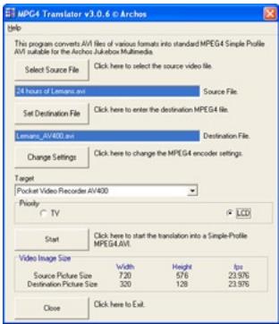 ARCHOS AV420 - Using MPG4 Translator - 1