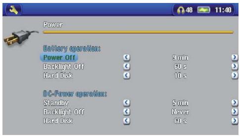 ARCHOS AV700 - Power Settings - 2