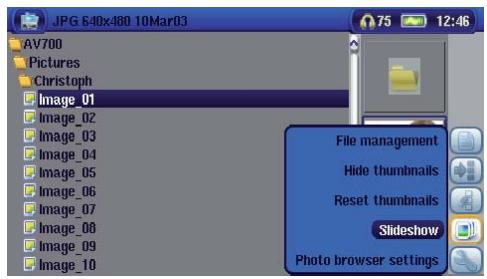 ARCHOS AV700 - Viewing a slideshow - 1