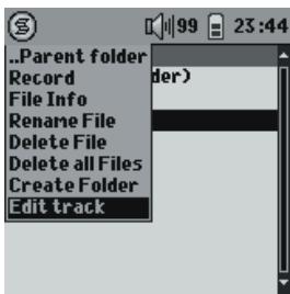 ARCHOS GMINI 200 - Choose the Menu item, Edit Track. - 2