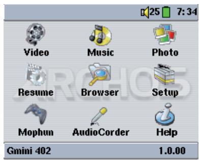 ARCHOS GMINI 402 - SETTINGS - 1