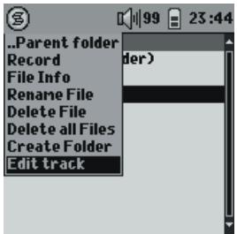 ARCHOS GMINI SP - Choose the Menu item, Edit Track. - 2