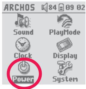 ARCHOS GMINI XS 100 - Changing the Power Settings - 1