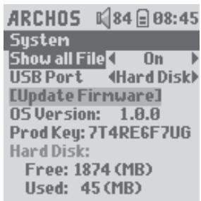 ARCHOS GMINI XS 100 - Changing the System Settings - 3