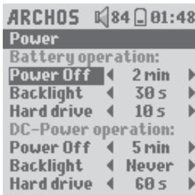 ARCHOS GMINI XS 100 - Changing the Power Settings - 3