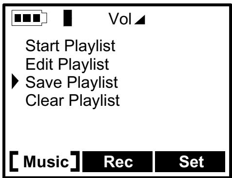 ARCHOS JUKEBOX FM RECODER - 2) Sous-menu de Playlist (Liste de lecture) - 1