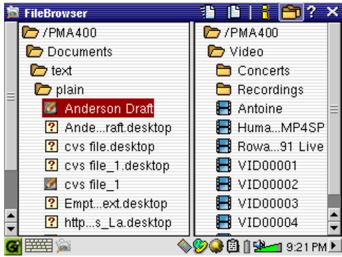 ARCHOS PMA 400 - File browser Application - 2