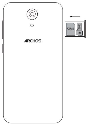 ARCHOS 50 POWER - Geheugen-kaart &amp; SIM-kaart plaatsen - 2