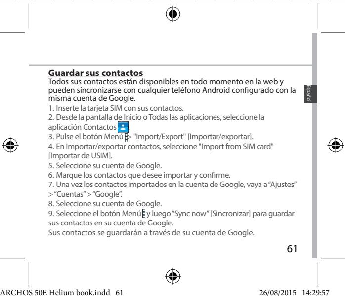 ARCHOS 50E HELIUM - Información sobre sincronización - 3