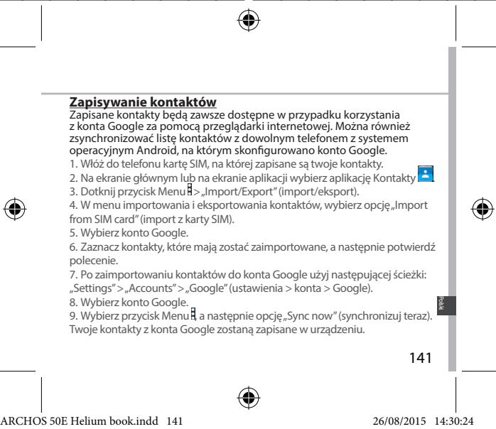 ARCHOS 50E HELIUM - Synchronizacja danych - 3