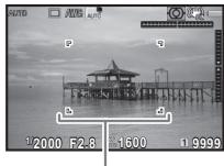 PENTAX K-1 - Placez le sujet dans la mire AF sur l'écran et pressez SHUTTER à mi-course. - 1