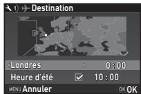 PENTAX K-1 - Utilisez ◀▶ pour sélectionner une ville. - 1